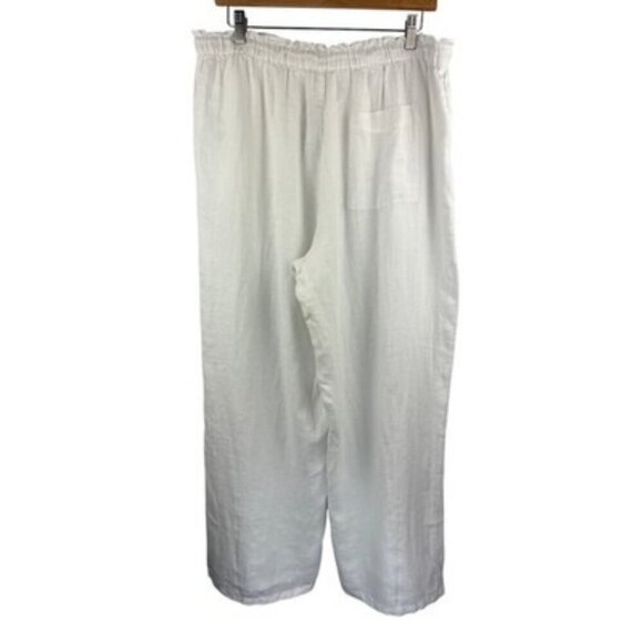 J.Crew Womens White Linen Pants Elastic Waist XL - Picture 3 of 6